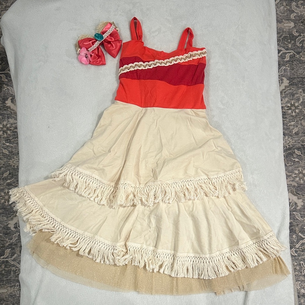 Elegant Cream and Red Kids Dance Dress